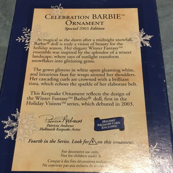 Hallmark Celebration Barbie Ornament NEW Special 2003 keepsake Collectors Series - Picture 6 of 6